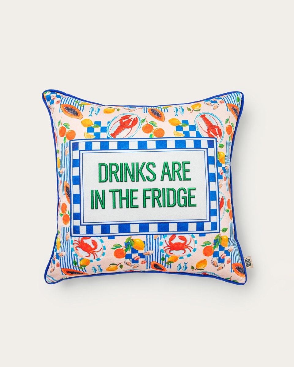 Mood Theory Drinks Are in the Fridge Pillow | Velvet Statement Throw Pillow