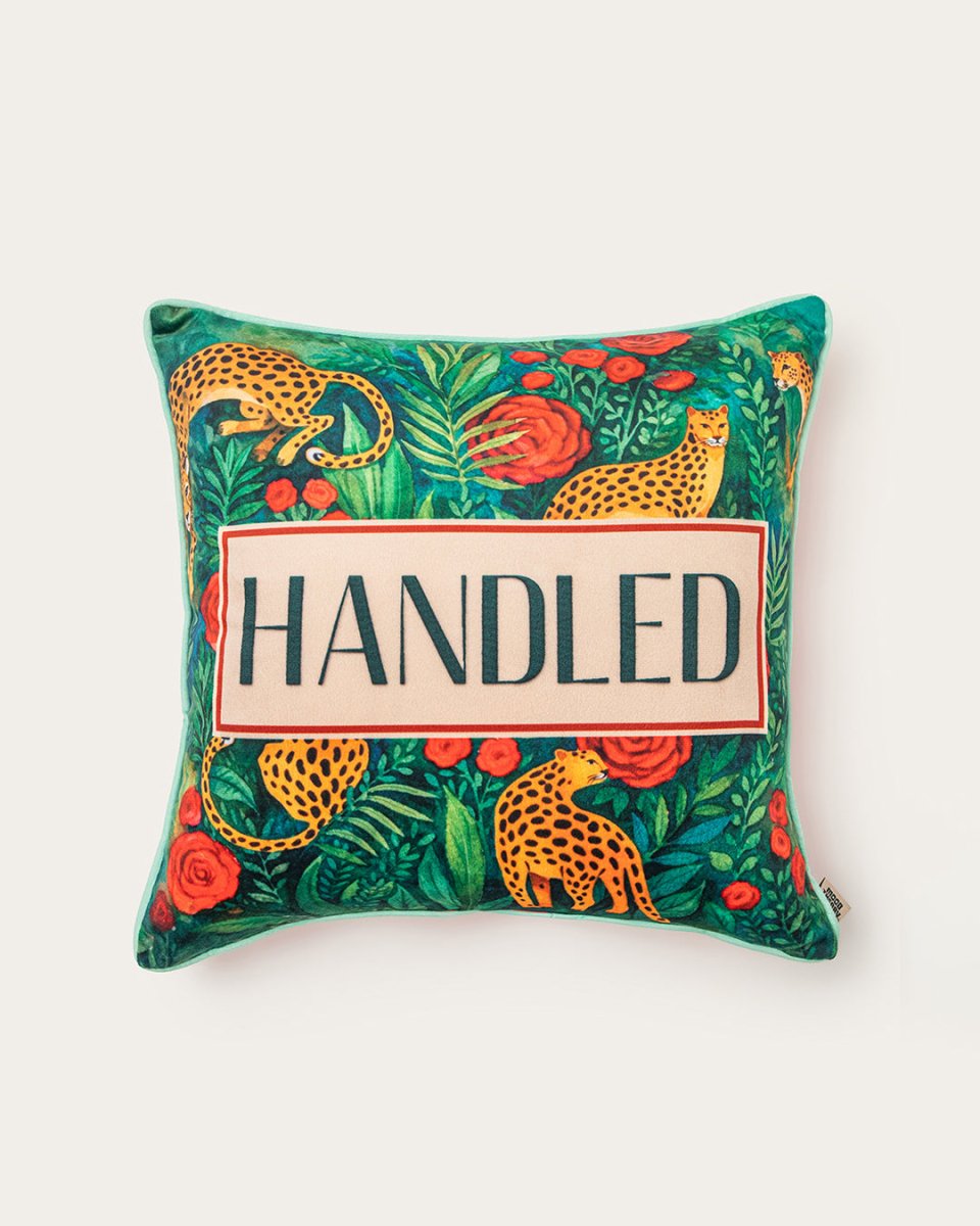 Mood Theory Handled Throw Pillow | Velvet Statement Throw Pillow