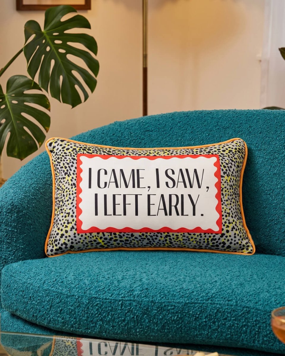 Mood Theory I Came, I Saw, I left Early Throw Pillow | Velvet Statement Lumbar Pillow