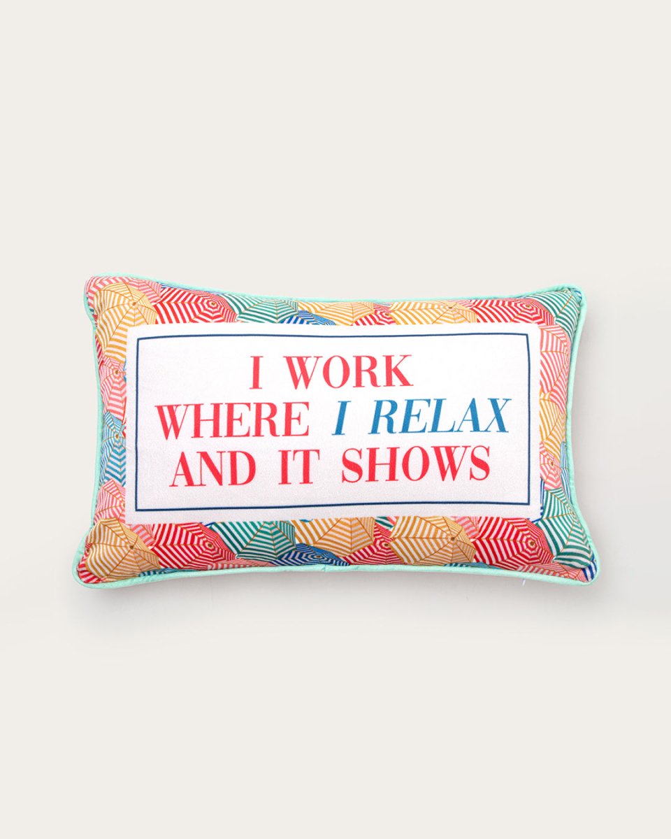 Mood Theory I Work Where I Relax and It Shows Throw Pillow | Velvet Statement Lumbar Pillow