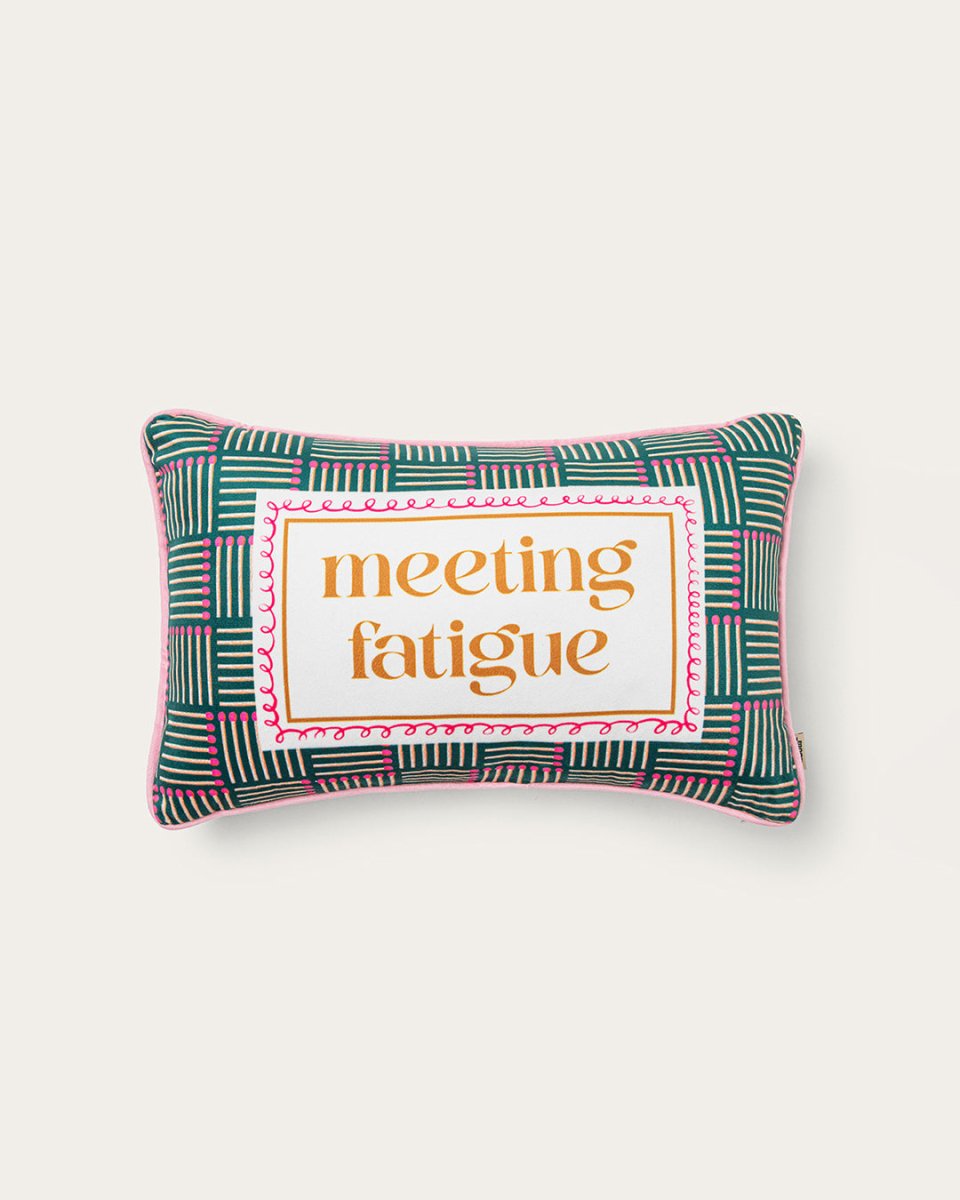 Mood Theory Meeting Fatigue Throw Pillow | Velvet Statement Lumbar Pillow