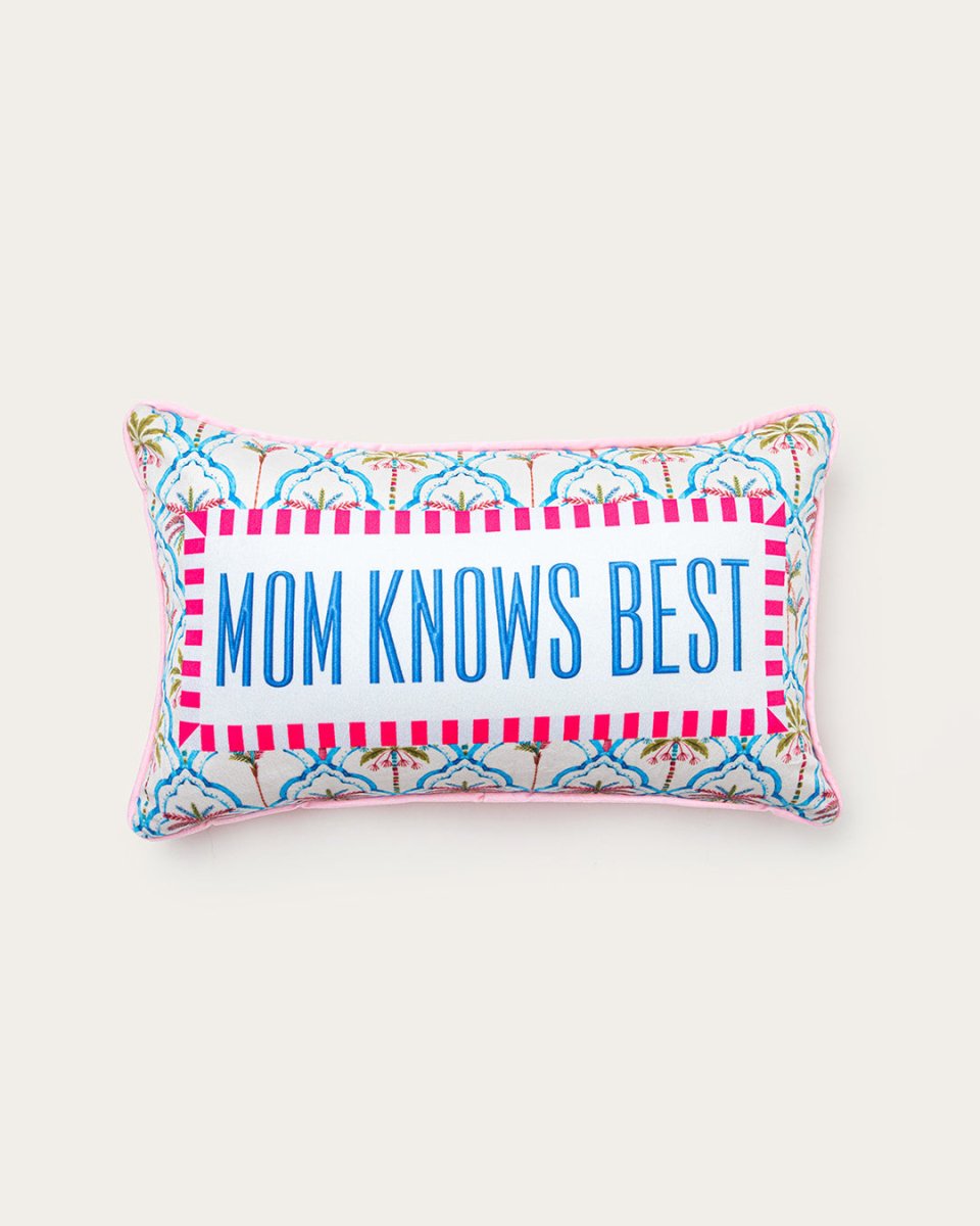 Mood Theory Mom Knows Best Throw Pillow | Velvet Statement Lumbar Pillow