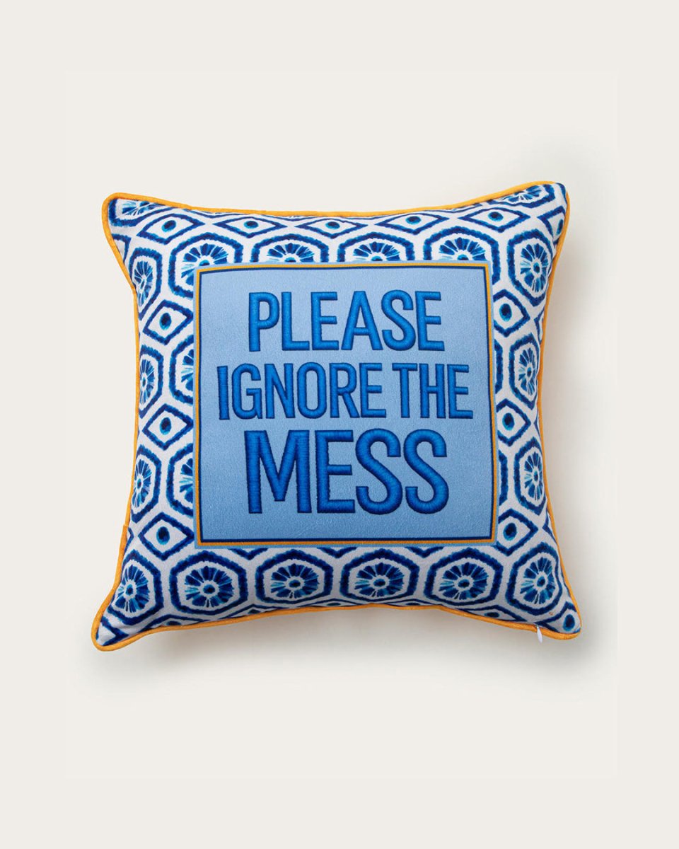 Mood Theory Please Ignore the Mess Pillow | Velvet Statement Throw Pillow