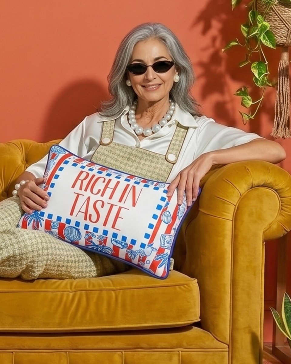 Mood Theory Rich in Taste Throw Pillow | Velvet Statement Lumbar Pillow