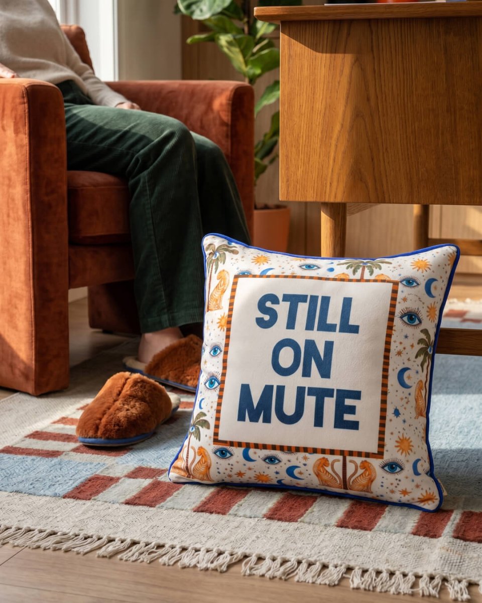 Mood Theory Still on Mute Pillow | Velvet Statement Throw Pillow