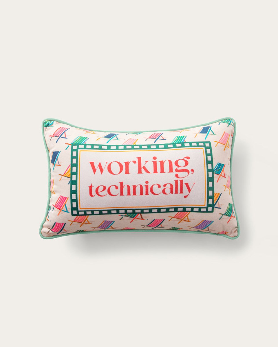 Mood Theory Working, Technically Throw Pillow | Velvet Statement Lumbar Pillow