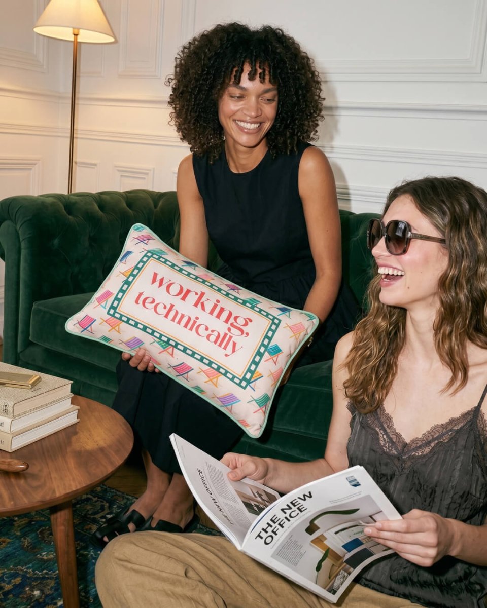 Mood Theory Working, Technically Throw Pillow | Velvet Statement Lumbar Pillow
