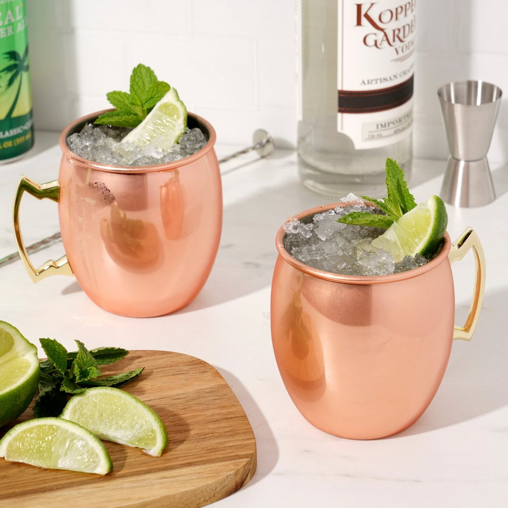 True Moscow Mule 16 oz Copper Plated Mug with Zinc Alloy Handle, Set of 2 - lily & onyx