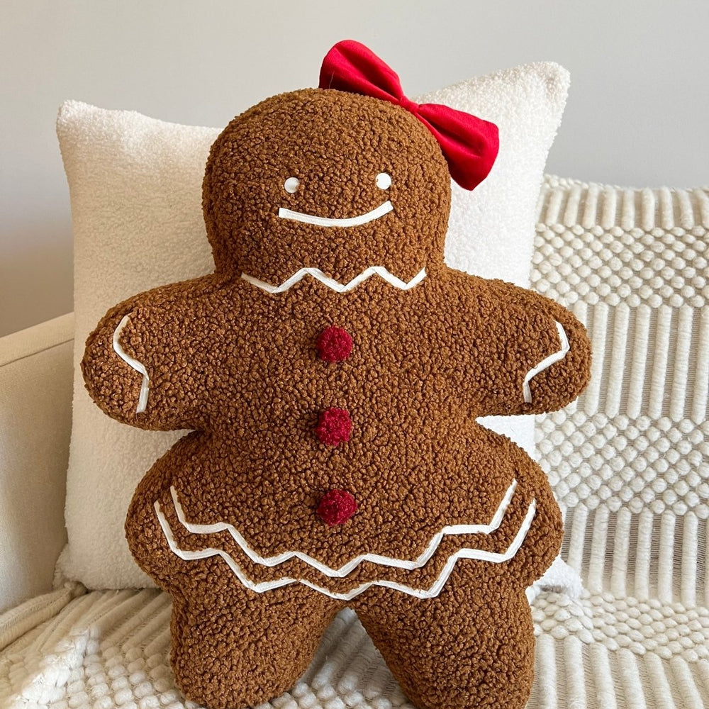 Busa Designs Ms. Gingerbread Shaped Pillow - lily & onyx