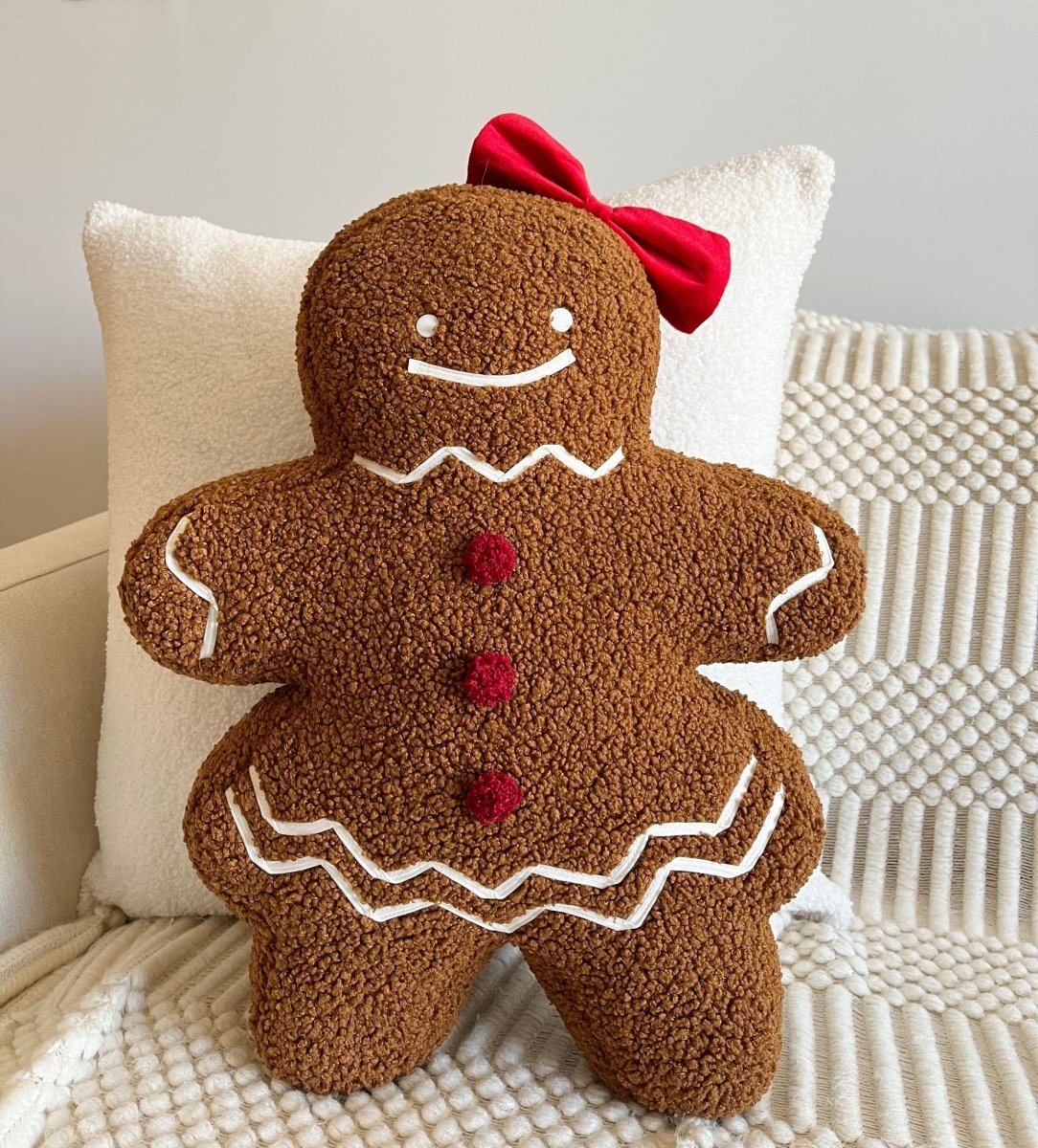 Busa Designs Ms. Gingerbread Shaped Pillow - lily & onyx