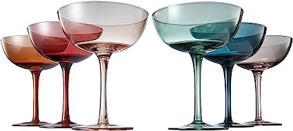 
                      
                        The Wine Savant Muted Colored 7oz Mouth - Blown Coupe Glasses, Set of 6 - lily & onyx
                      
                    