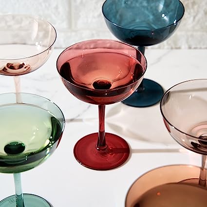 
                      
                        The Wine Savant Muted Colored 7oz Mouth - Blown Coupe Glasses, Set of 6 - lily & onyx
                      
                    