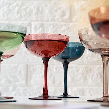 
                      
                        The Wine Savant Muted Colored 7oz Mouth - Blown Coupe Glasses, Set of 6 - lily & onyx
                      
                    