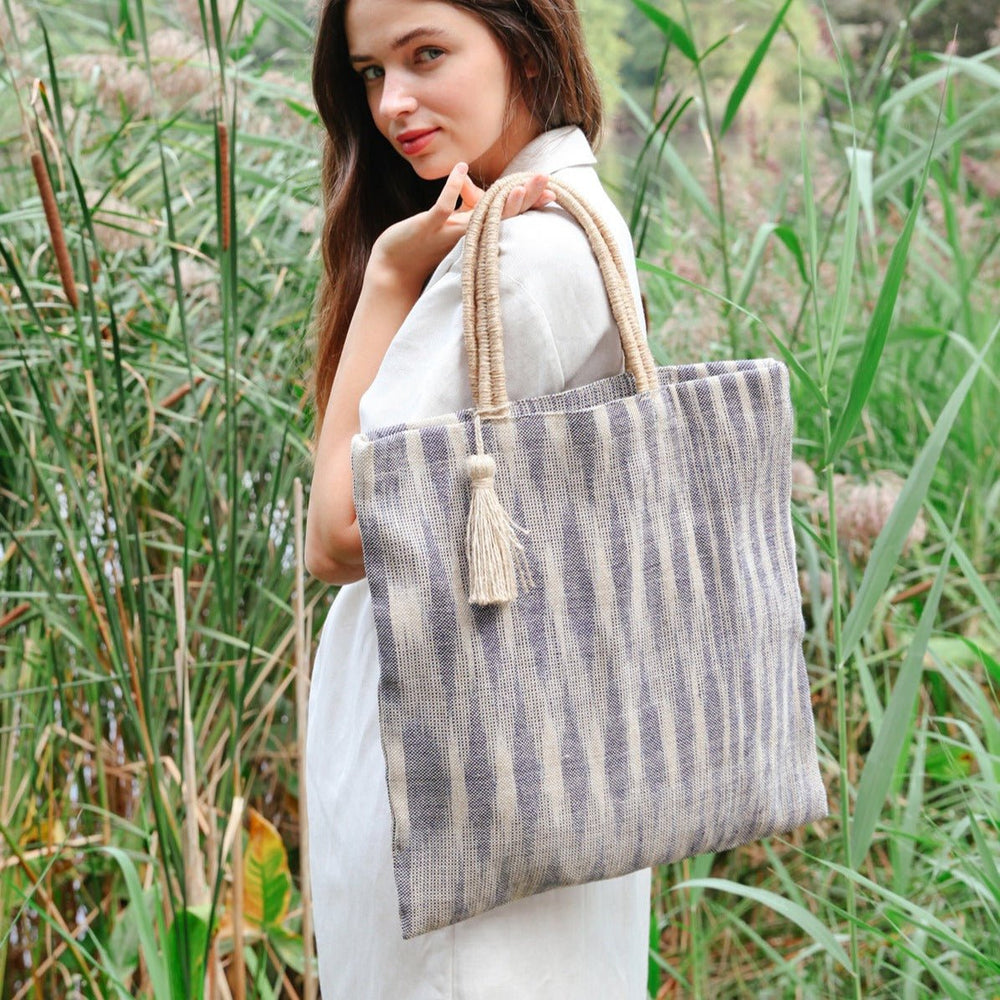 
                      
                        KORISSA Nadi Jute Tote Bag - Blue - lily & onyx
                      
                    