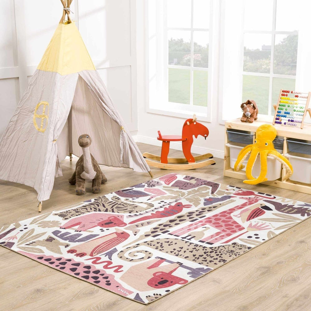 Hauteloom Natal Animal Print Washable Kids Rug - lily & onyx