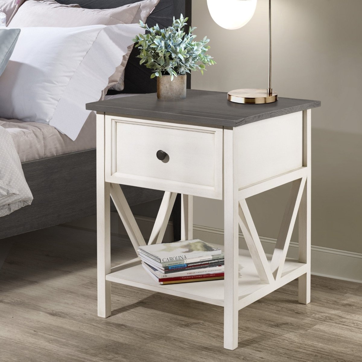 Walker Edison Natalee Wood Nightstand / Side Table - lily & onyx