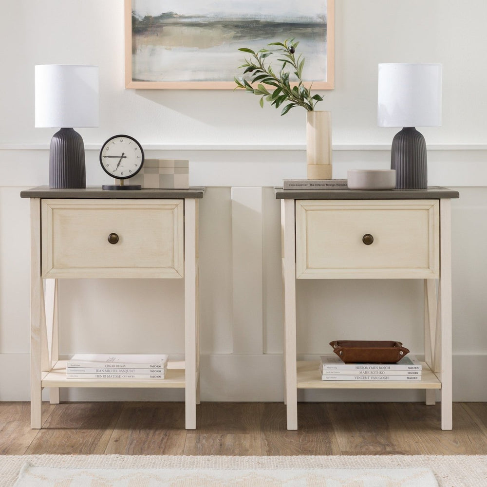 Walker Edison Natalee Wood Nightstand / Side Table, Set of 2 - lily & onyx