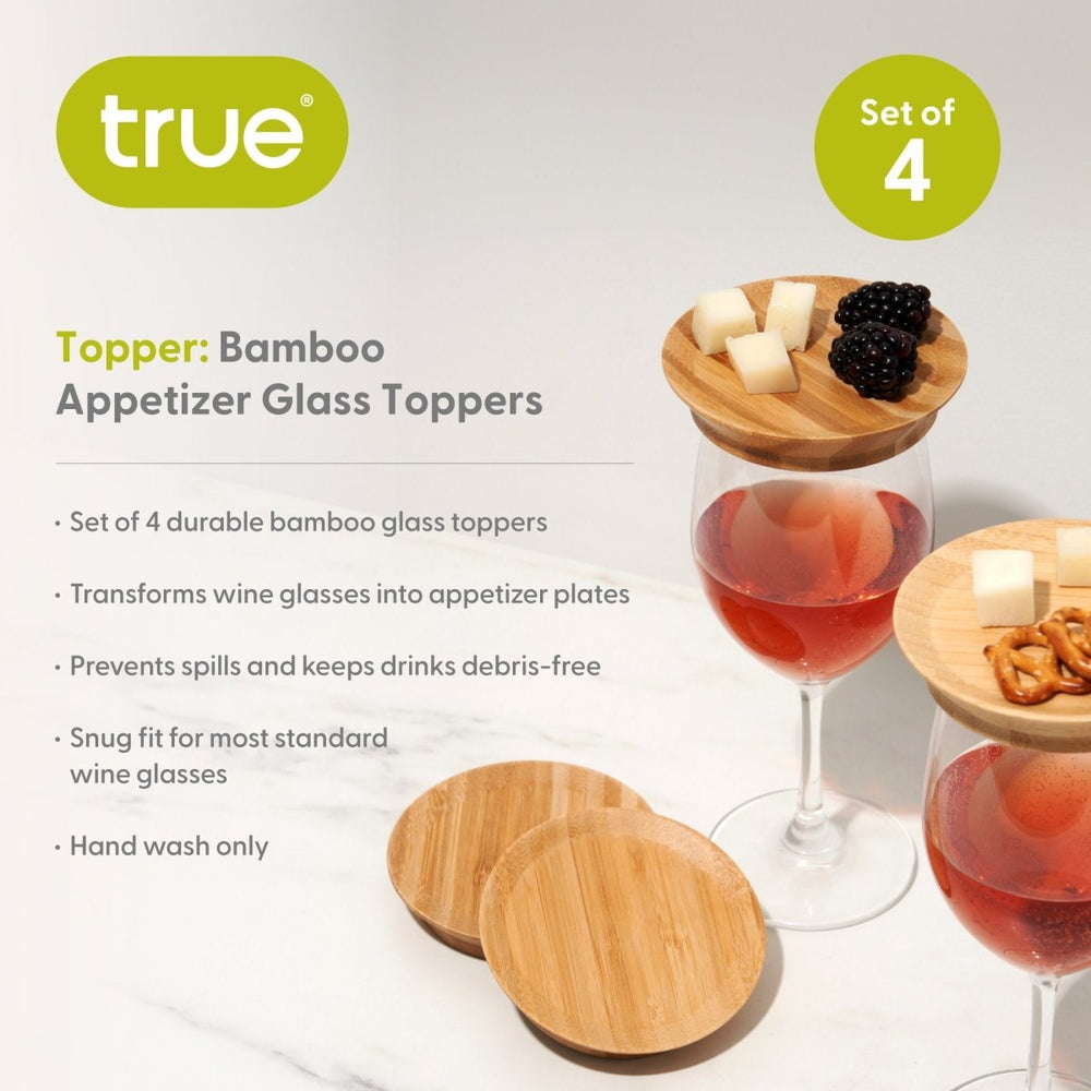
                      
                        True Natural Bamboo Appetizer Glass Topper Plates, Set of 4 - lily & onyx
                      
                    