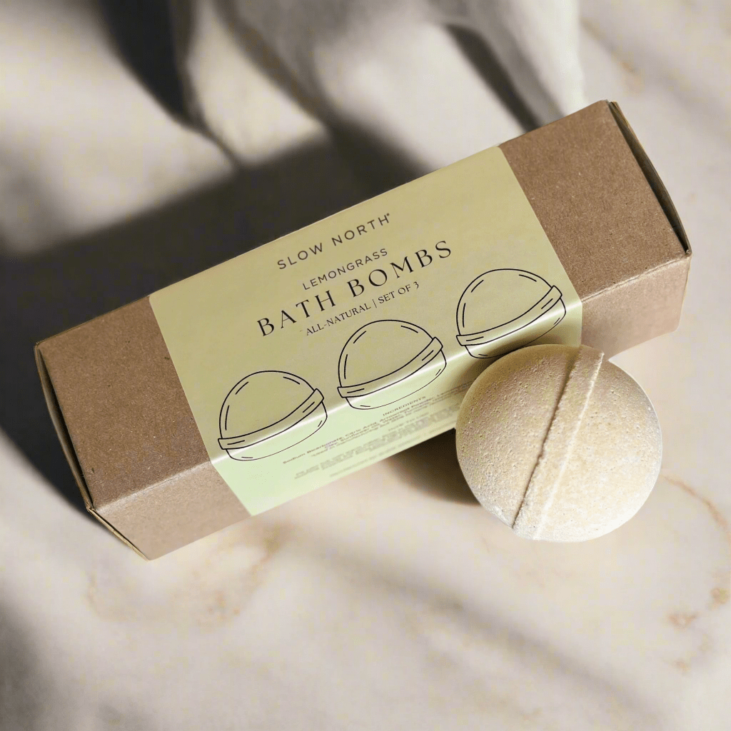 Slow North Natural Bath Bomb Set - Lemongrass, Set of 3 - lily & onyx