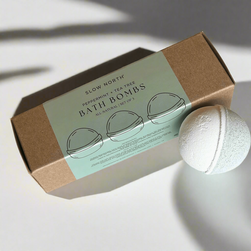 Slow North Natural Bath Bomb Set - Peppermint + Tea Tree, Set of 3 - lily & onyx