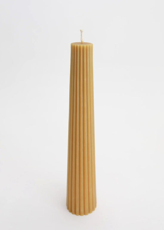 Afloral Natural Beeswax Fluted Pillar Candle - 13.5" - lily & onyx