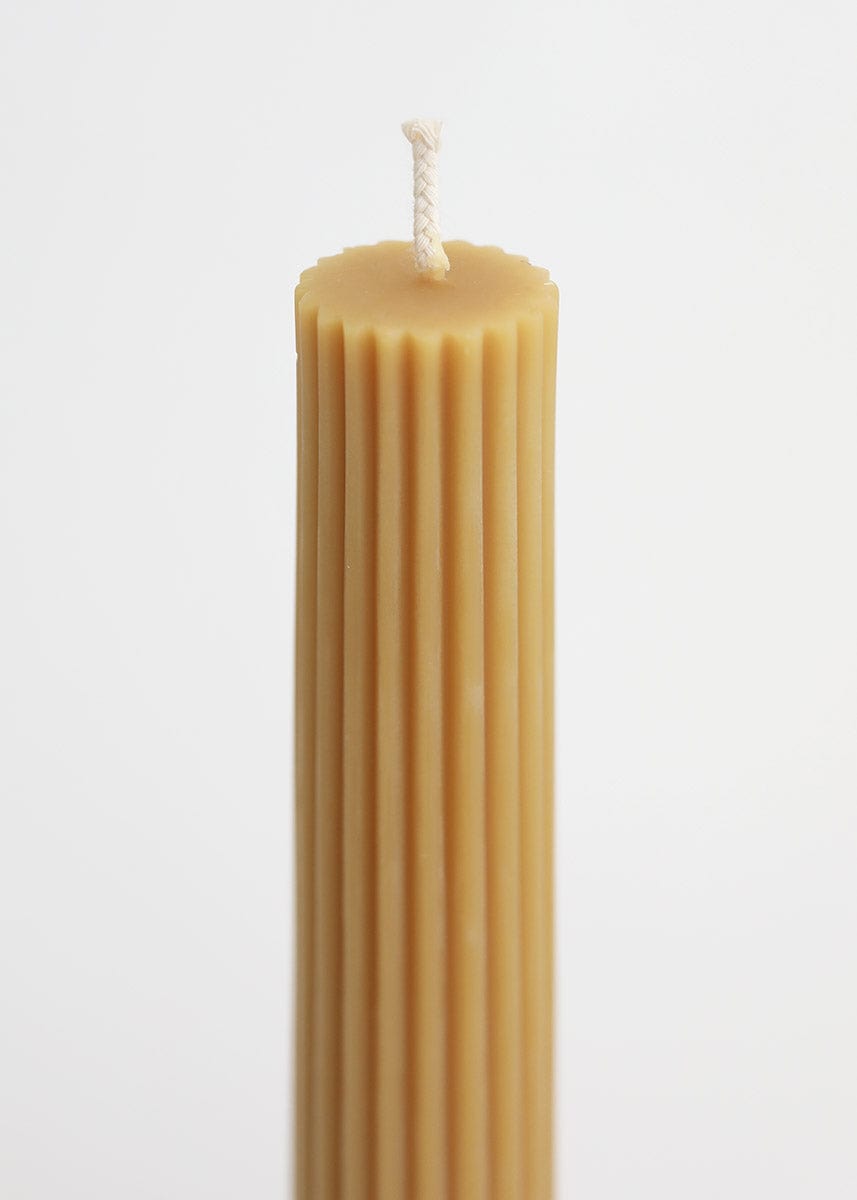 Afloral Natural Beeswax Fluted Pillar Candle - 13.5" - lily & onyx