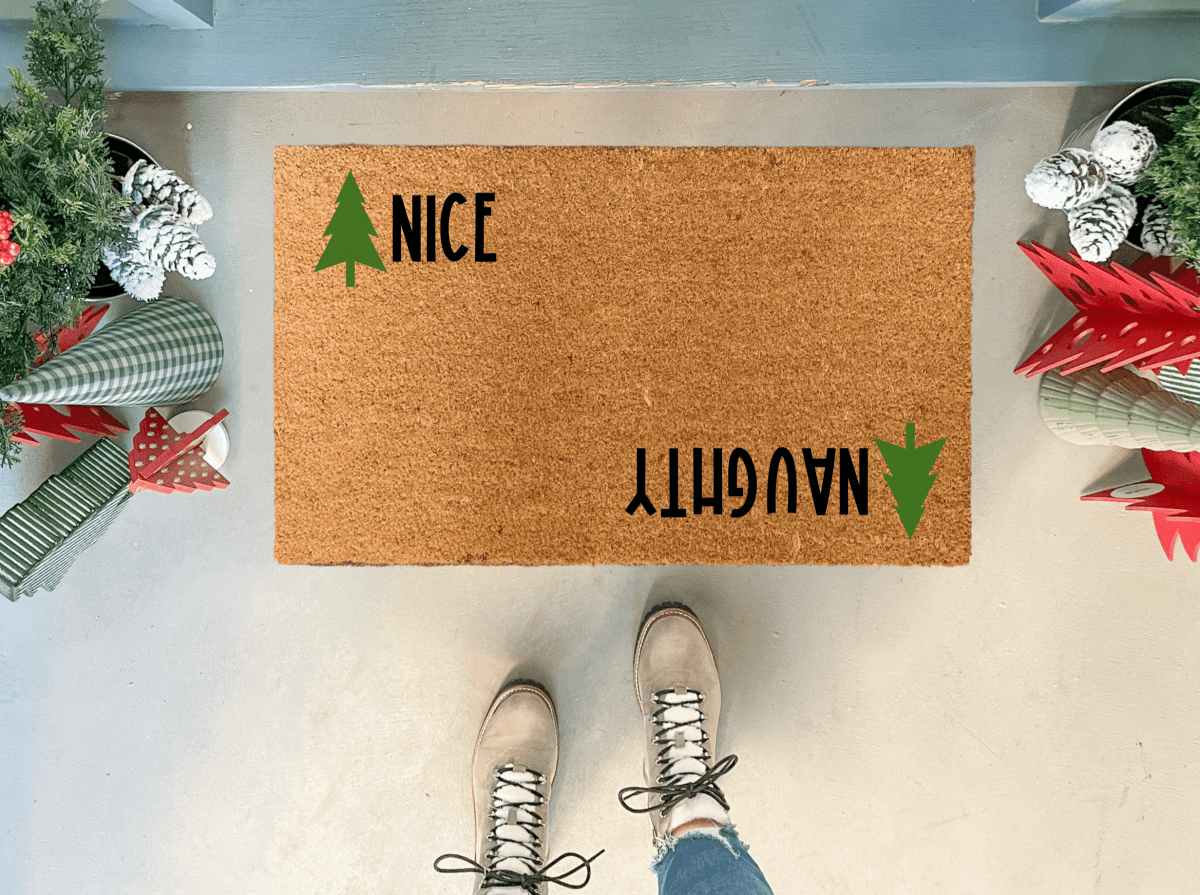 Nickel Designs Custom Doormats Naughty Nice Christmas Doormat
