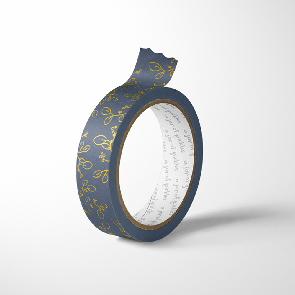 A Jar of Pickles Navy Blue Gold Foil Floral Washi Tape - lily & onyx