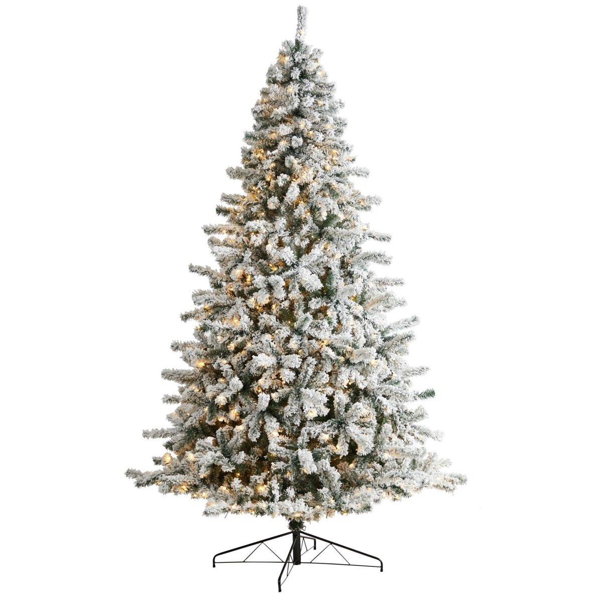 Nearly Natural 10ft Flocked Rock Springs Spruce Christmas Tree - 800 LED Lights