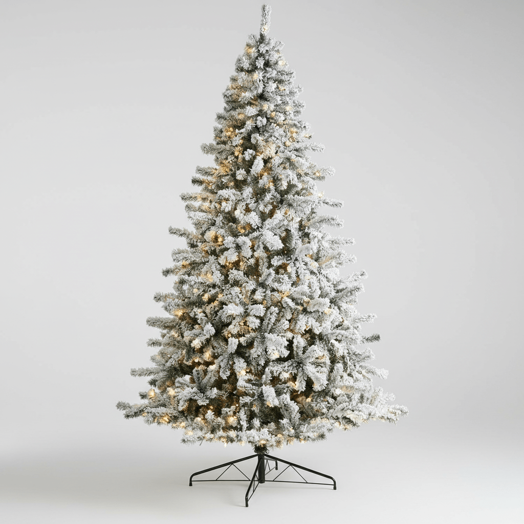 Nearly Natural 10ft Flocked Rock Springs Spruce Christmas Tree - 800 LED Lights