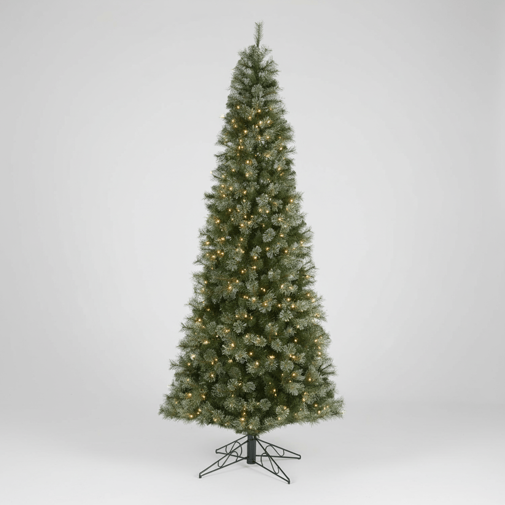 Nearly Natural 10ft Slim Cashmere Artificial Christmas Tree - Pre - Lit 750 LED Lights