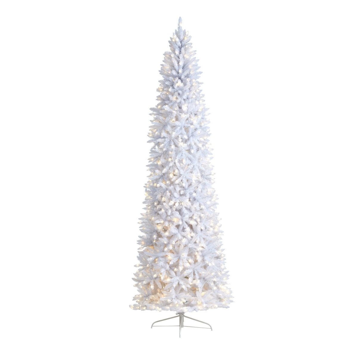Nearly Natural 10ft Slim White Pre - Lit Christmas Tree - 800 LED Lights, 2420 Branches