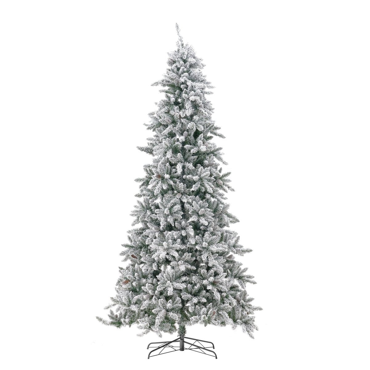 Nearly Natural 11' Flocked Livingston Fir Christmas Tree - 950 LED Lights, 3016 Branches