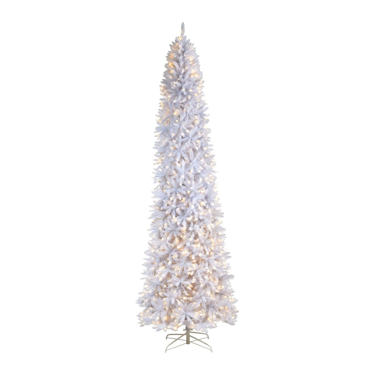 Nearly Natural 11' Slim White Pre - Lit Artificial Christmas Tree - 950 LED Lights