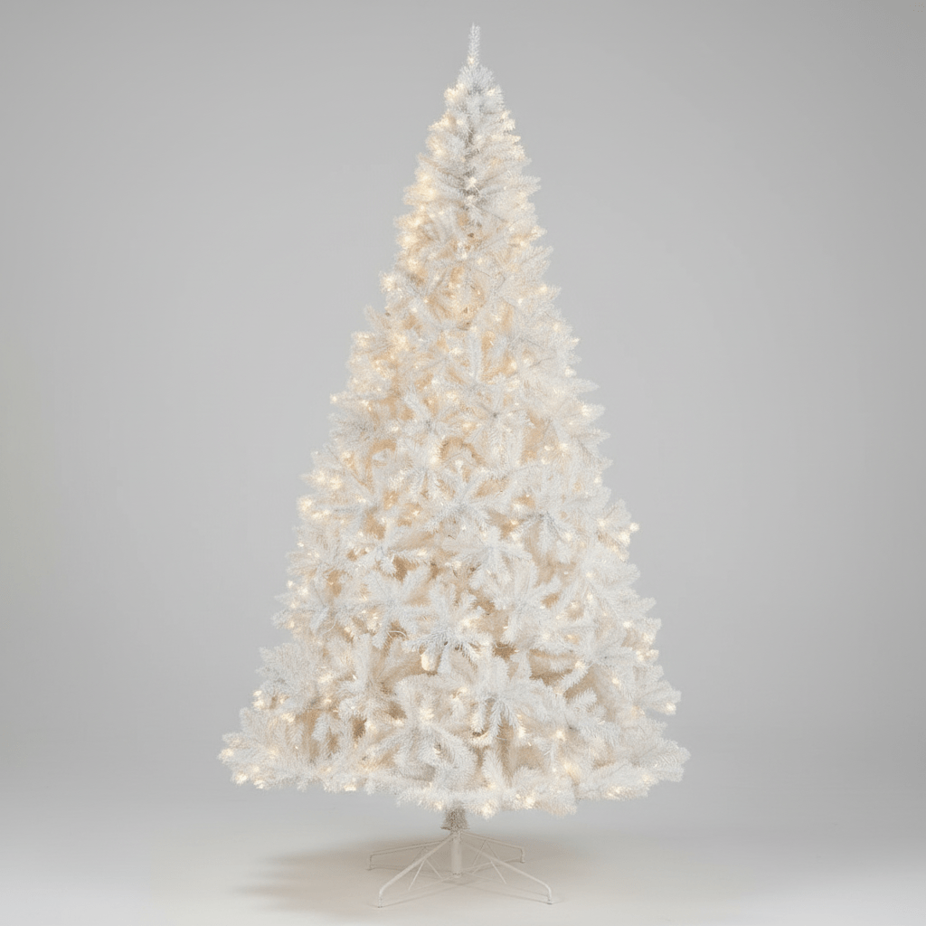 Nearly Natural 11ft White Pre - Lit Artificial Christmas Tree - 1000 LED Lights