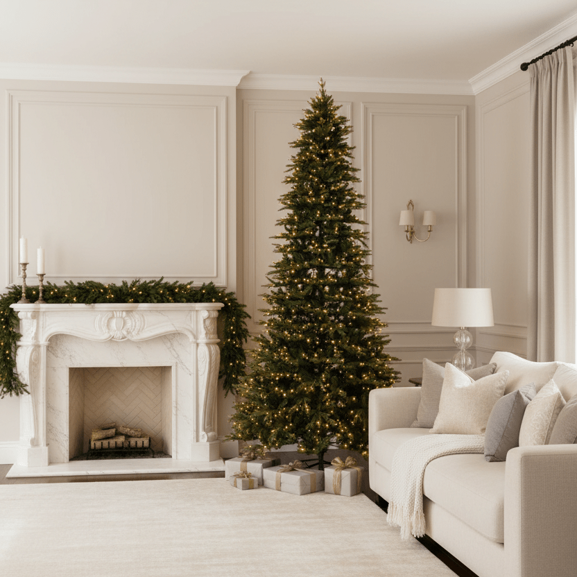 Nearly Natural 12' Belgium Fir Artificial Christmas Tree | 1500 Clear LED Lights & 4962 Bendable Branches