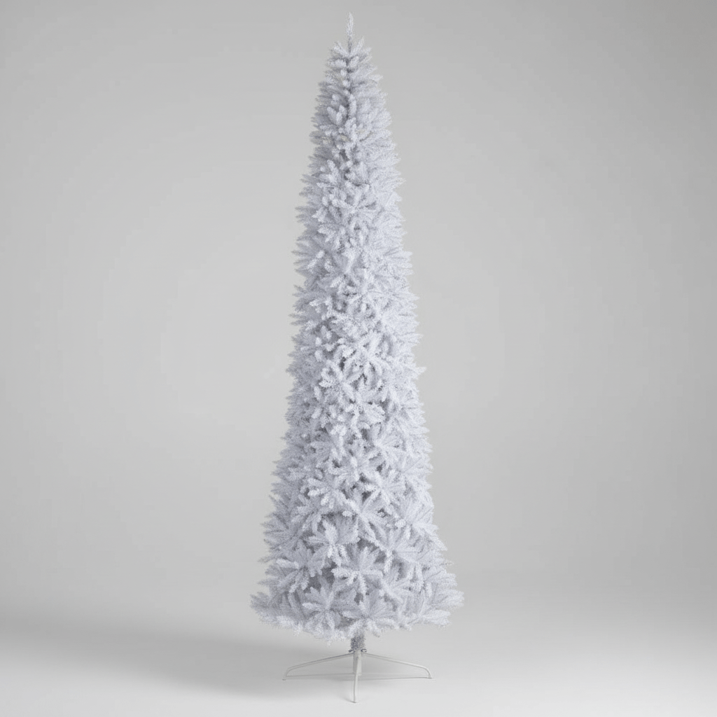 Nearly Natural 12' Slim White Artificial Christmas Tree - 3235 Bendable Branches