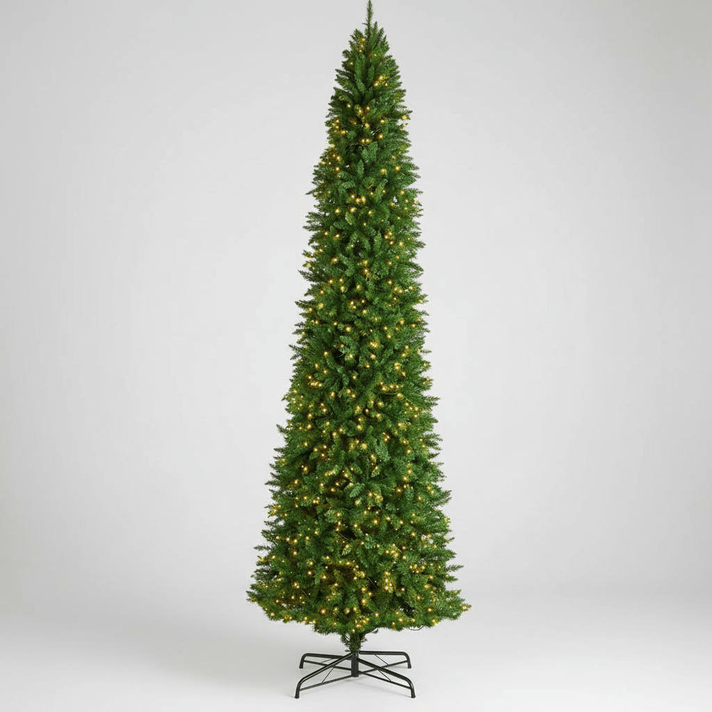Nearly Natural 12ft Slim Mountain Pine Pre - Lit Christmas Tree - 1100 LED Lights