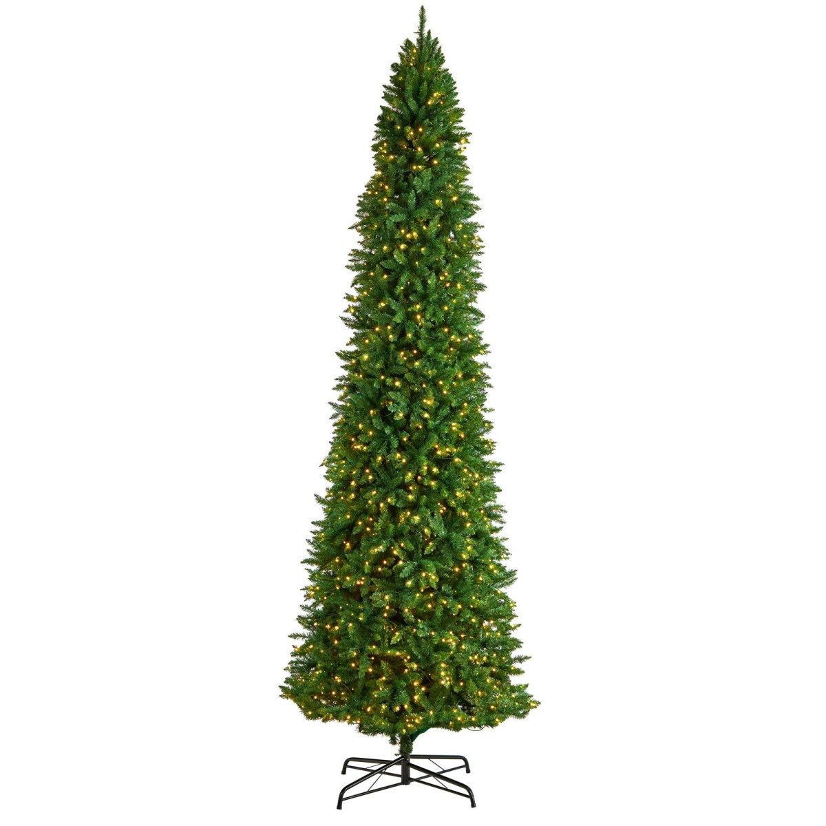 Nearly Natural 12ft Slim Mountain Pine Pre - Lit Christmas Tree - 1100 LED Lights