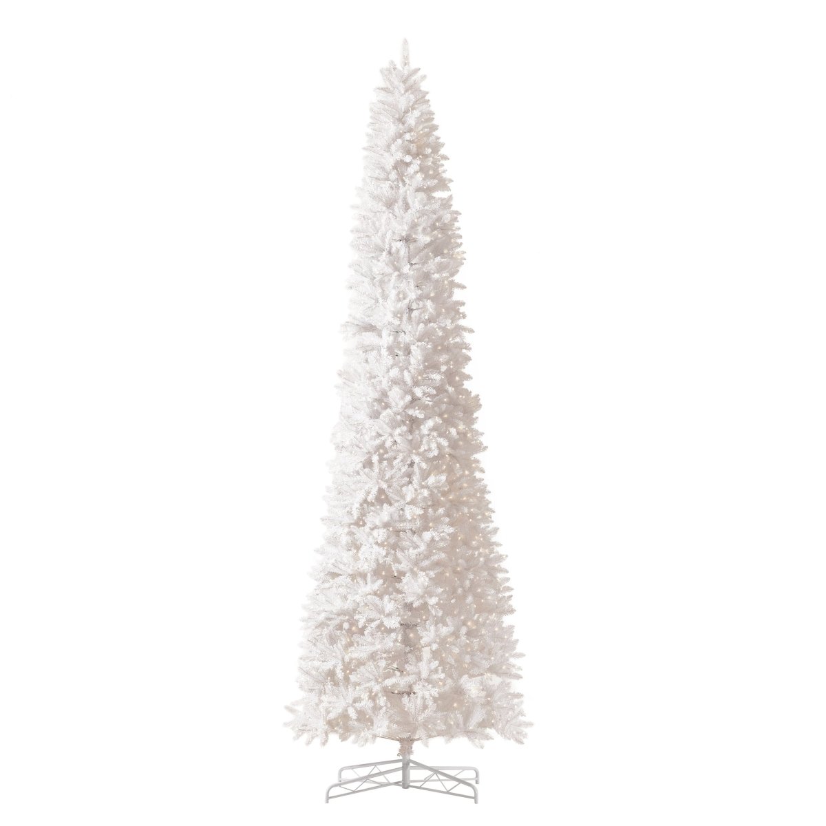 Nearly Natural 13’ Slim White Artificial Christmas Tree with 1350 Warm White LED Lights and 3924 Bendable Branches