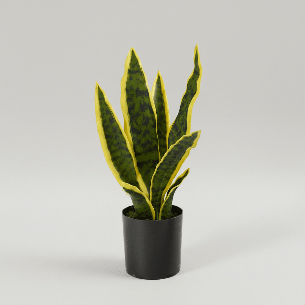 Nearly Natural 14" Artificial Sansevieria Snake Plant | Faux Variegated Leaves, Nursery Planter