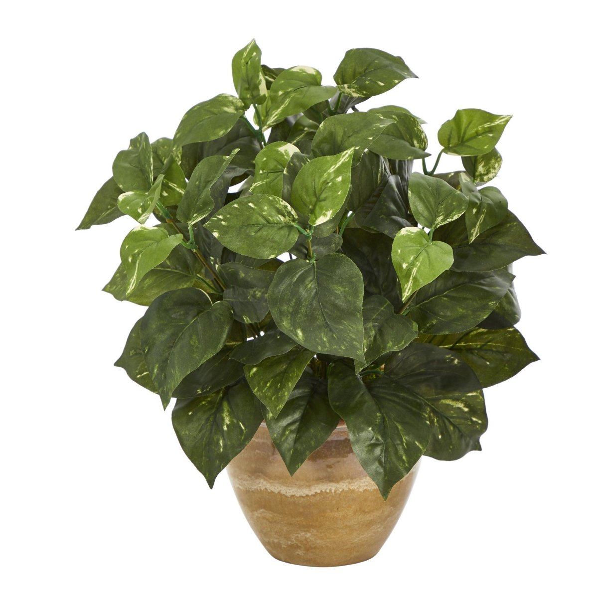 Nearly Natural 14” Pothos Artificial Plant in Ceramic Planter