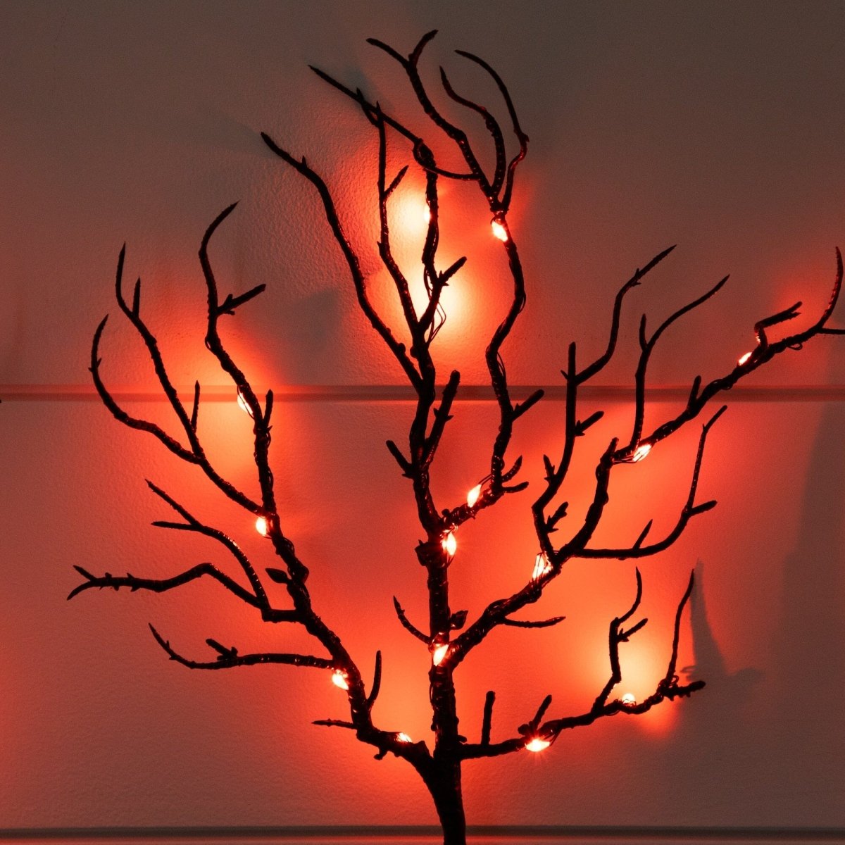 Nearly Natural 14" Pre-Lit Halloween Twig Branch Stakes with 45 Orange LEDs, Set of 3