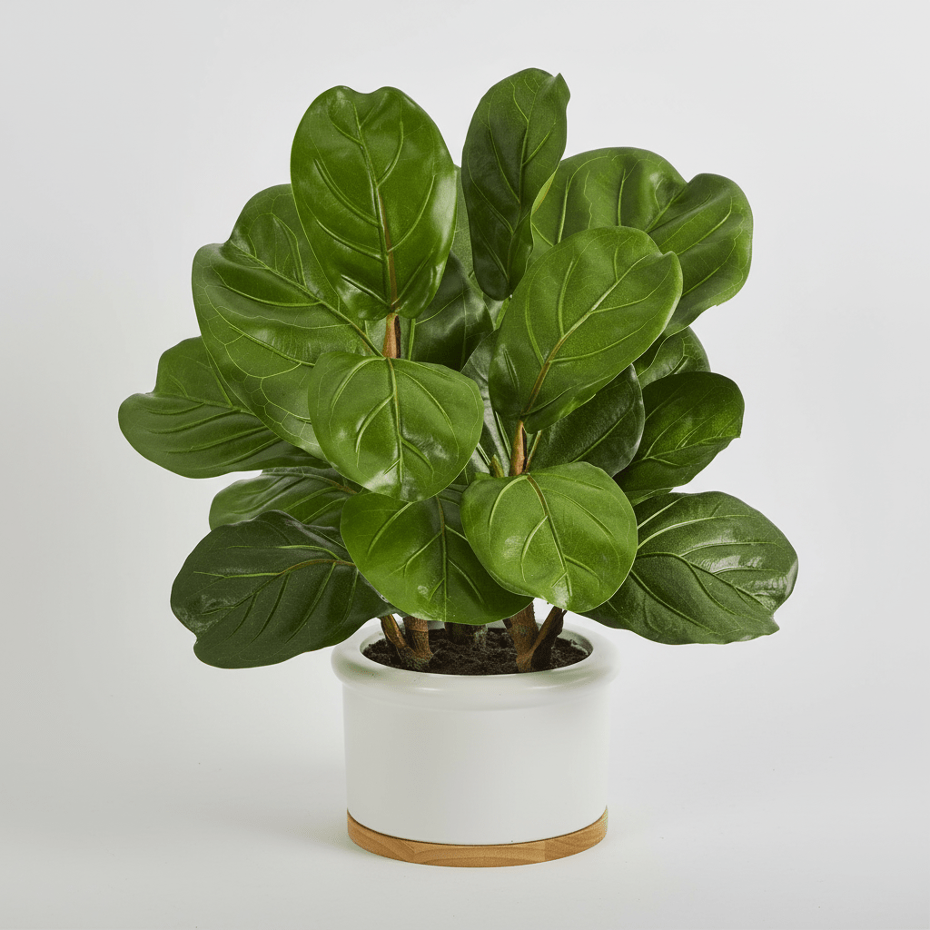 Nearly Natural 15” Fiddle Leaf Artificial Tree in White Planter