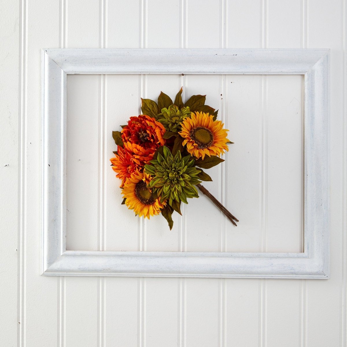 Nearly Natural 16” Peony, Dahlia and Sunflower Artificial Flower Bouquet (Set of 2)