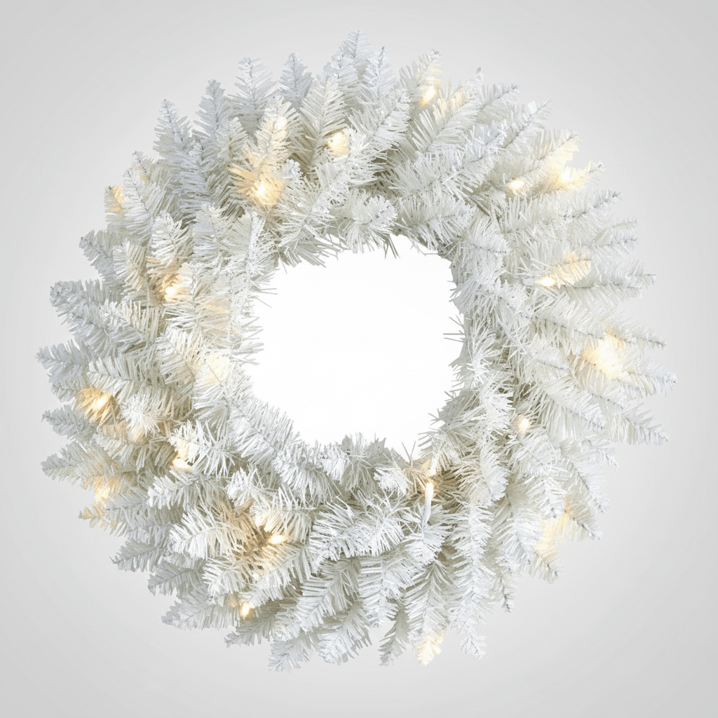 Nearly Natural 18" Pre - Lit Colorado Spruce Christmas Wreath - 129 Branches, 20 LED Lights