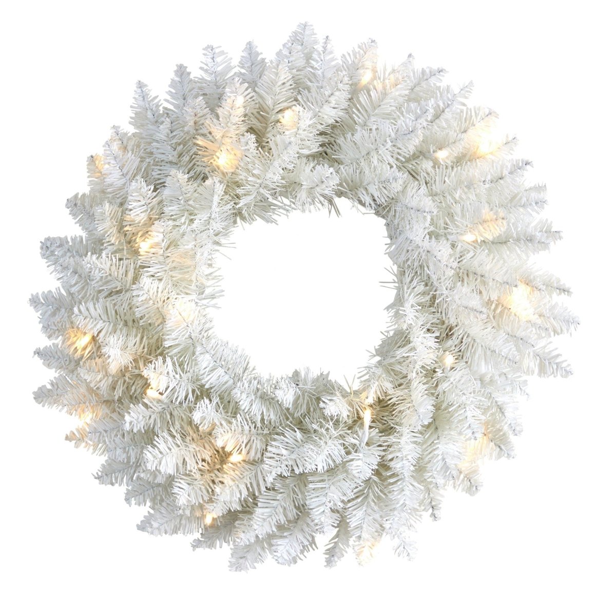 Nearly Natural 18" Pre - Lit Colorado Spruce Christmas Wreath - 129 Branches, 20 LED Lights