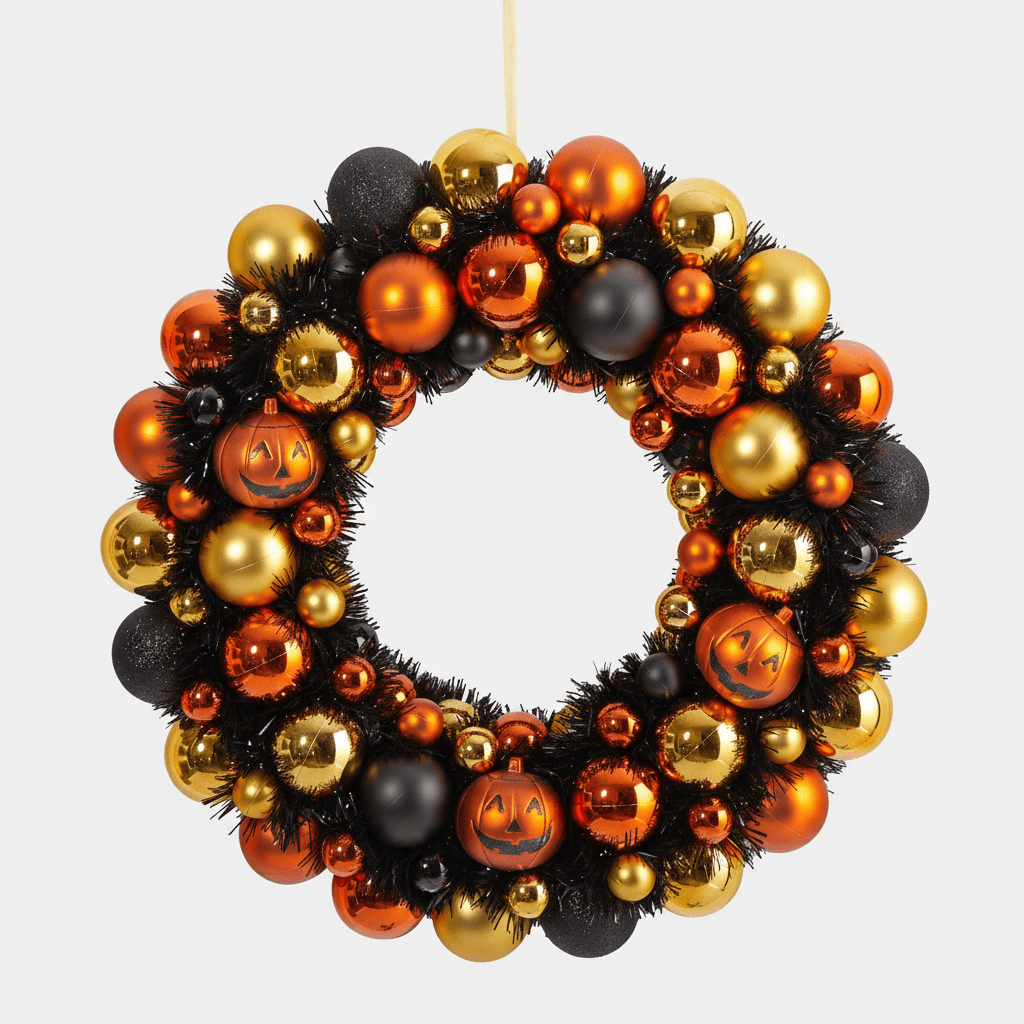 Nearly Natural 19" Shatterproof Jack O'Lantern Pumpkin Ornament Halloween Wreath