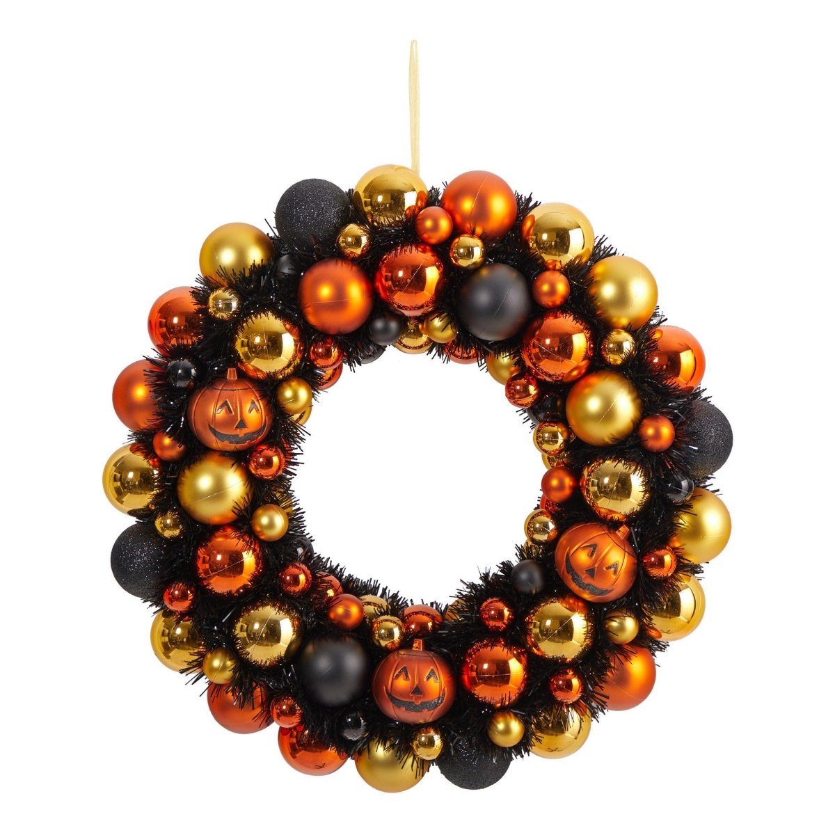 Nearly Natural 19" Shatterproof Jack O'Lantern Pumpkin Ornament Halloween Wreath