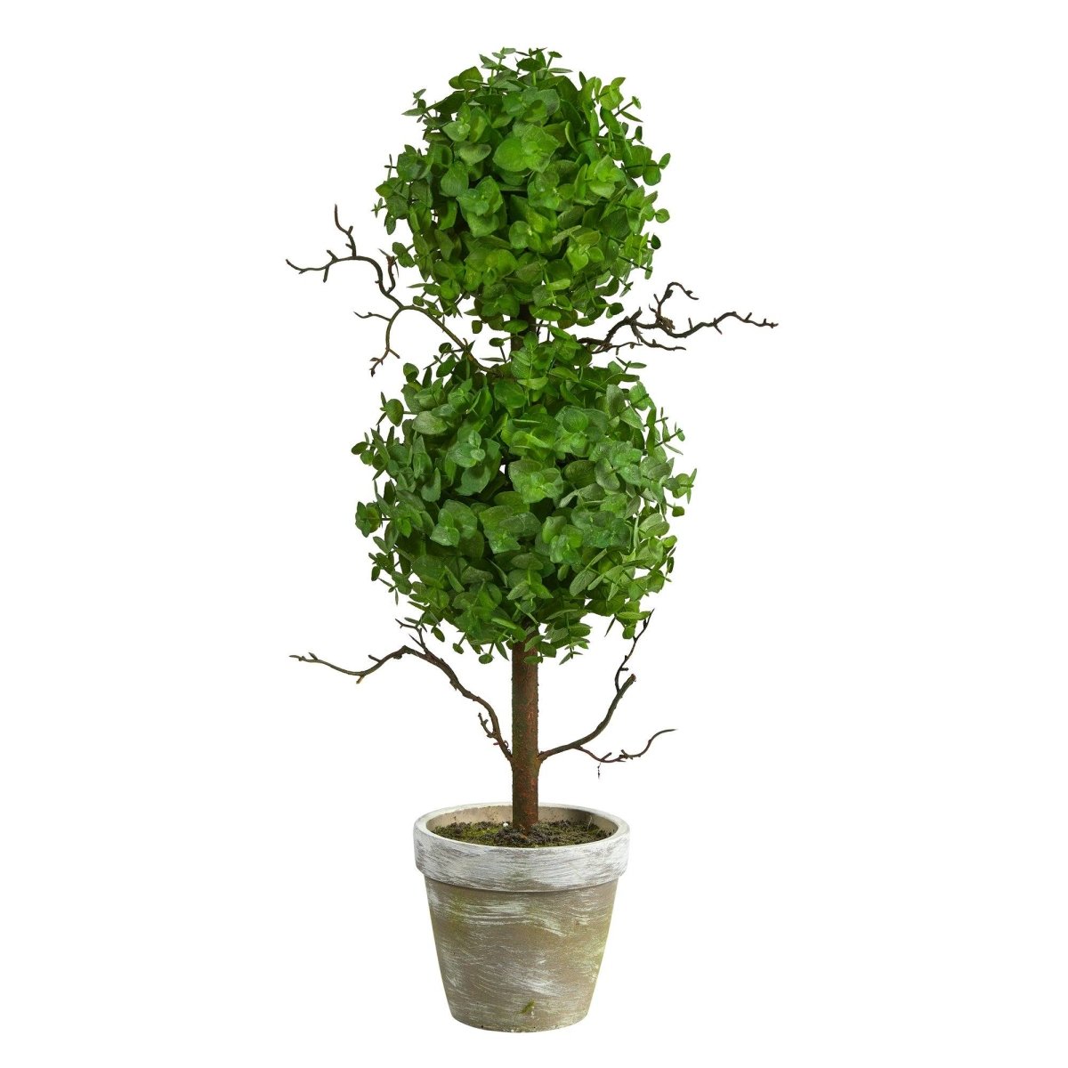 Nearly Natural 2’ Eucalyptus Double Ball Topiary Artificial Tree